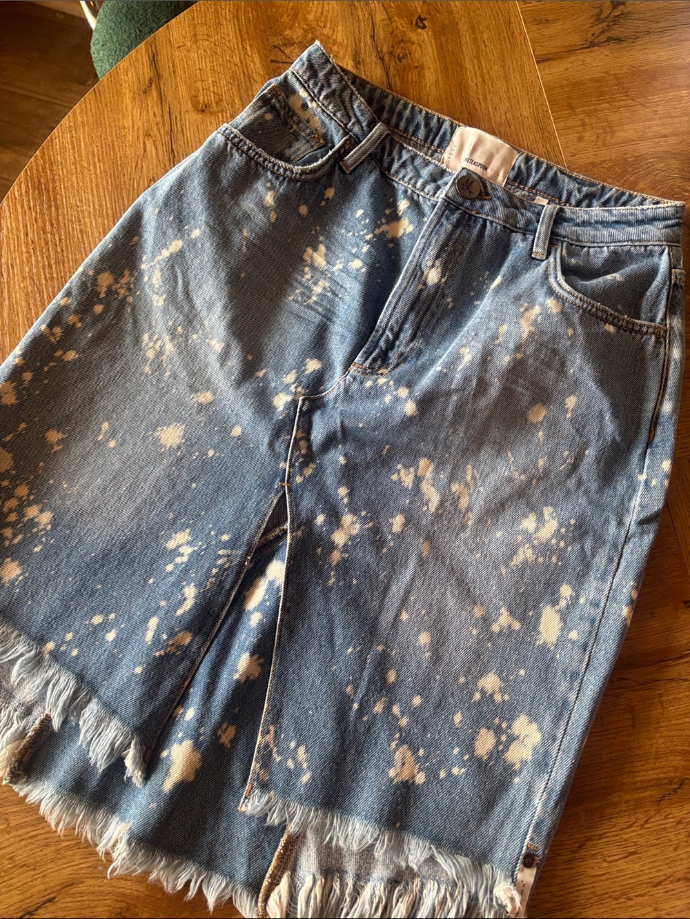 One Teaspoon Splatter Denim Midi Skirt
